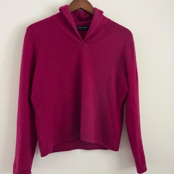 Valerie Stevens 2 Ply Fuchsia Cashmere Sweater | Size Large - Picture 1 of 6